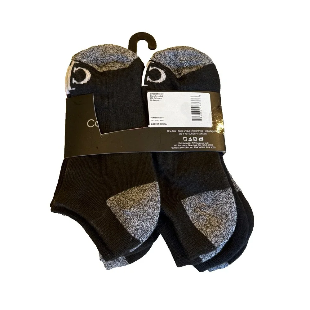 Calvin Klein Women's Cushioned No Show Socks - pack of 6 pairs - gray and black